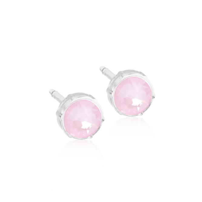 Oorbellen Blomdahl medical plastic knopje soft rose 6 mm. - Staartjes en Strikjes