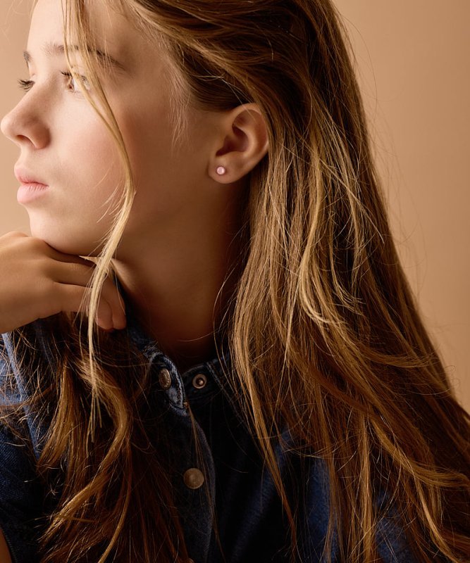 Oorbellen Blomdahl medical plastic knopje soft rose 6 mm.