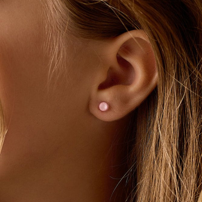 Oorbellen Blomdahl medical plastic knopje soft rose 6 mm. - Staartjes en Strikjes