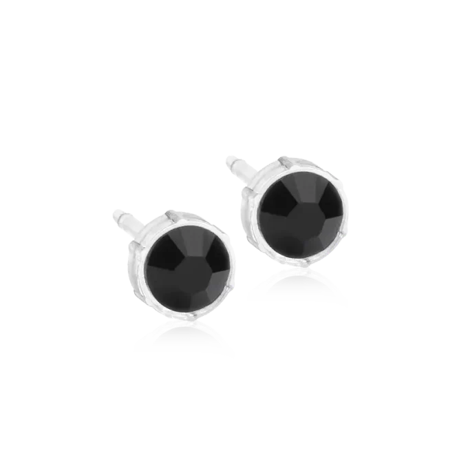 Oorbellen Blomdahl medical plastic knopje zwart 6 mm. - Staartjes en Strikjes