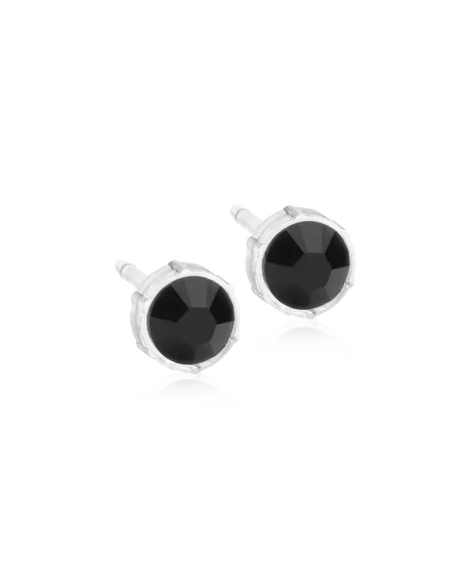 Oorbellen Blomdahl medical plastic knopje zwart 6 mm. - Staartjes en Strikjes