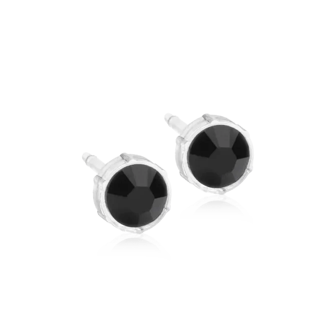 Oorbellen Blomdahl medical plastic knopje zwart 6 mm.