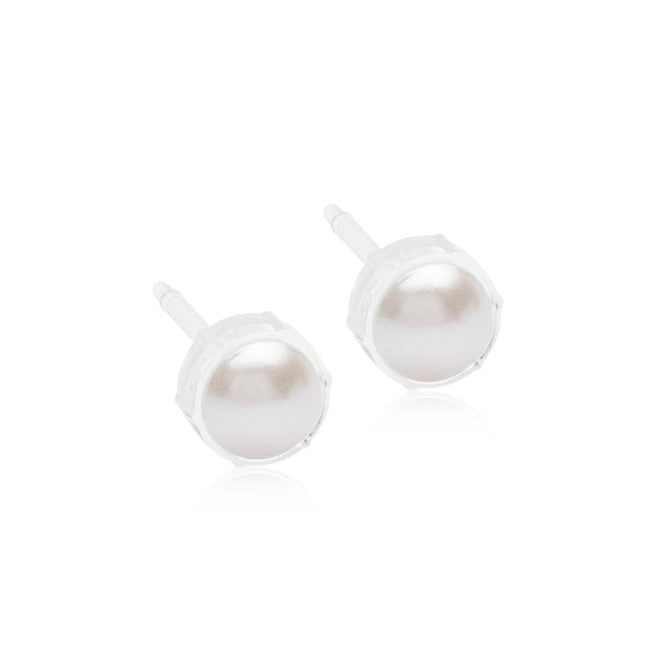 Oorbellen Blomdahl medical plastic met parelknopje – 6 mm