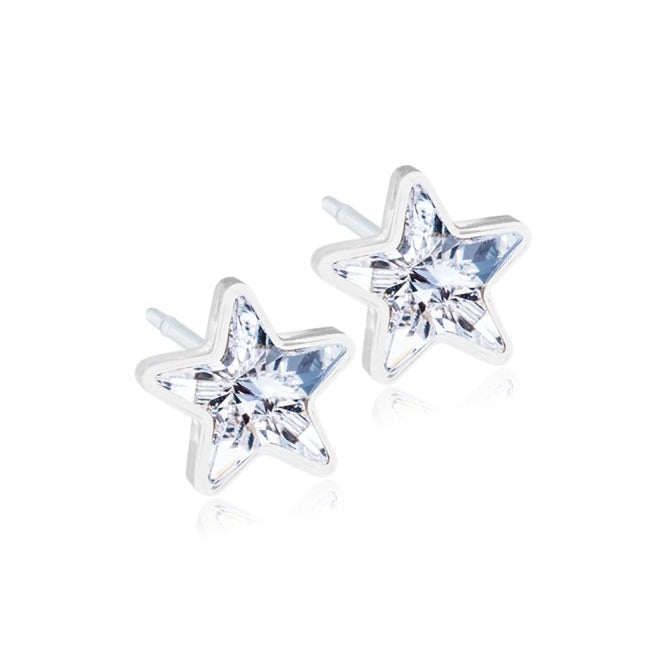 Oorbellen Blomdahl medical plastic sterretjes crystal (incl. achterkantjes) - Staartjes en Strikjes