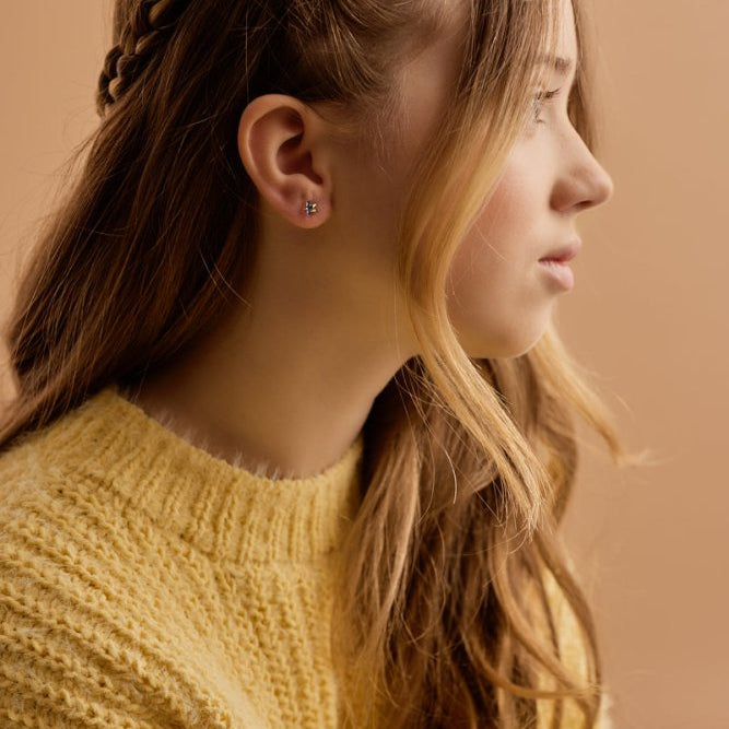 Oorbellen Blomdahl medical plastic sterretjes Green Shimmer (incl. achterkantjes) - Staartjes en Strikjes