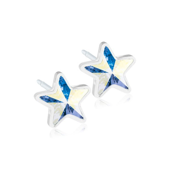 Oorbellen Blomdahl medical plastic sterretjes rainbow (incl. achterkantjes)