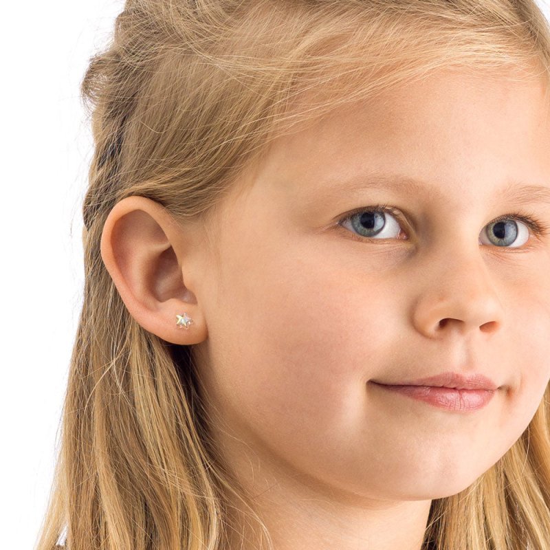 Oorbellen Blomdahl medical plastic sterretjes rainbow (incl. achterkantjes)