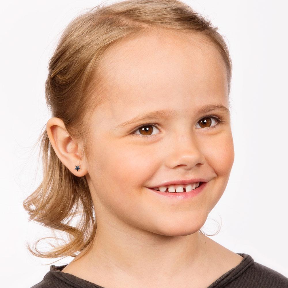 Oorbellen Blomdahl medical plastic sterretjes zwart (incl. achterkantjes)