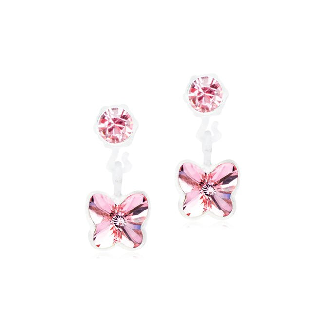 Oorbellen Blomdahl medical plastic vlinder hangend licht roze (incl. achterkantjes) - Staartjes en Strikjes