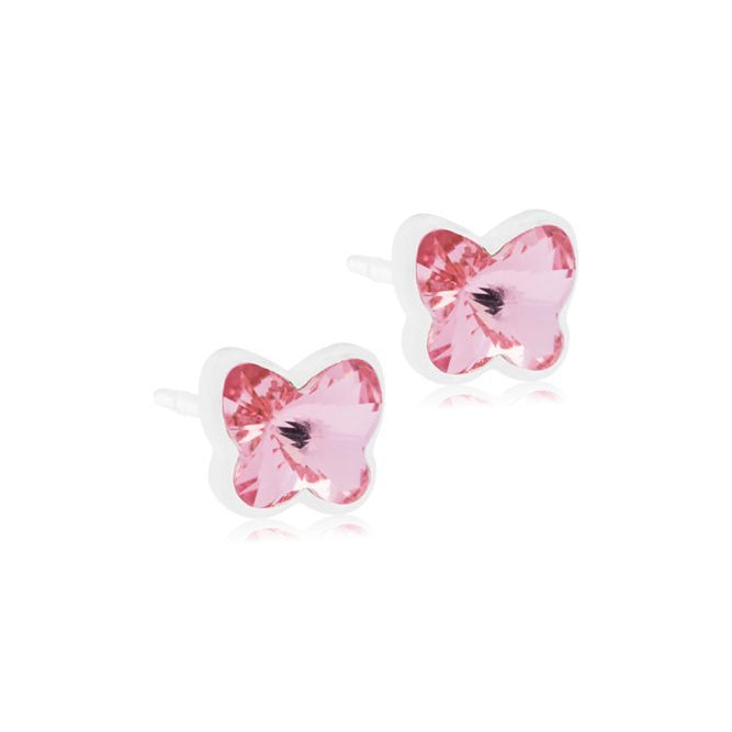 Oorbellen Blomdahl medical plastic vlindertje licht roze (incl. achterkantjes)