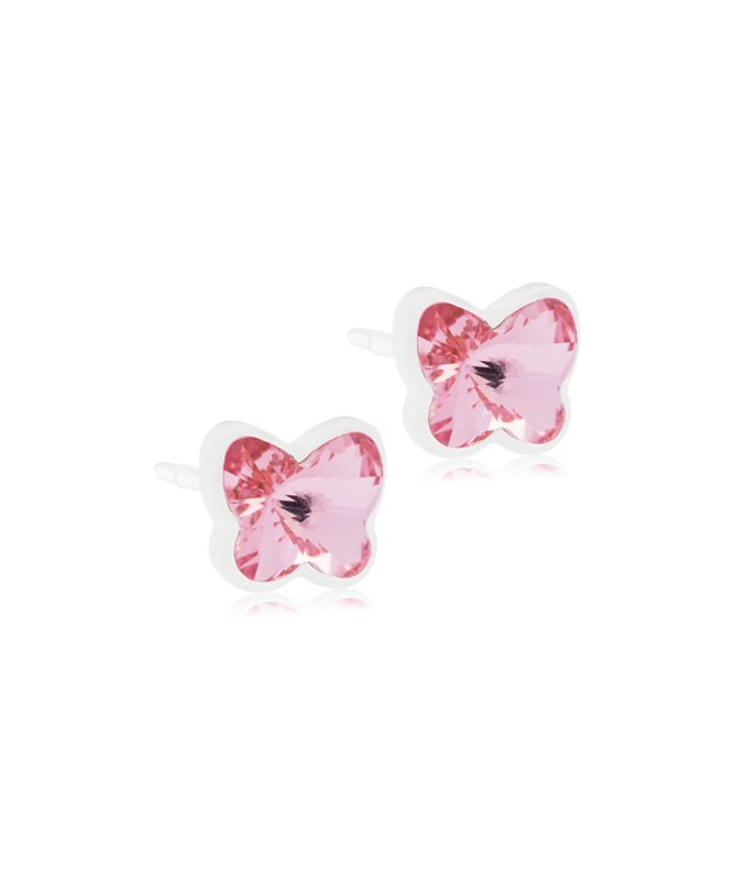 Oorbellen Blomdahl medical plastic vlindertje licht roze (incl. achterkantjes)