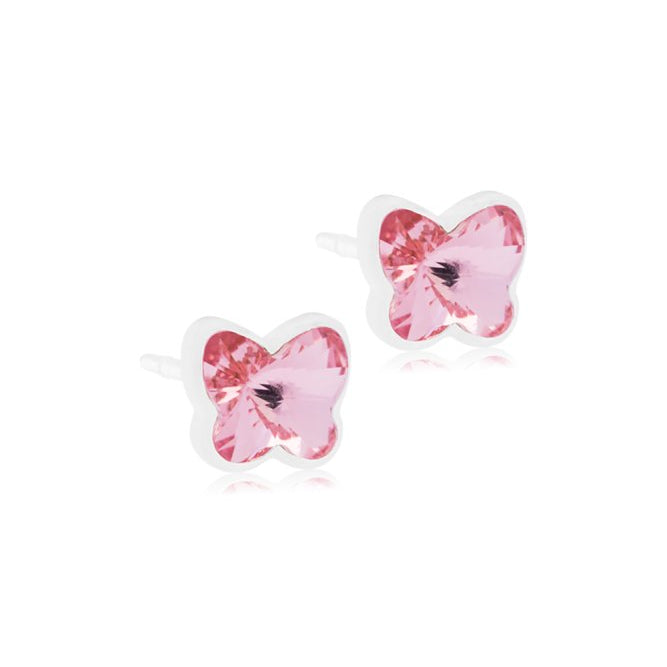 Oorbellen Blomdahl medical plastic vlindertje licht roze (incl. achterkantjes) - Staartjes en Strikjes