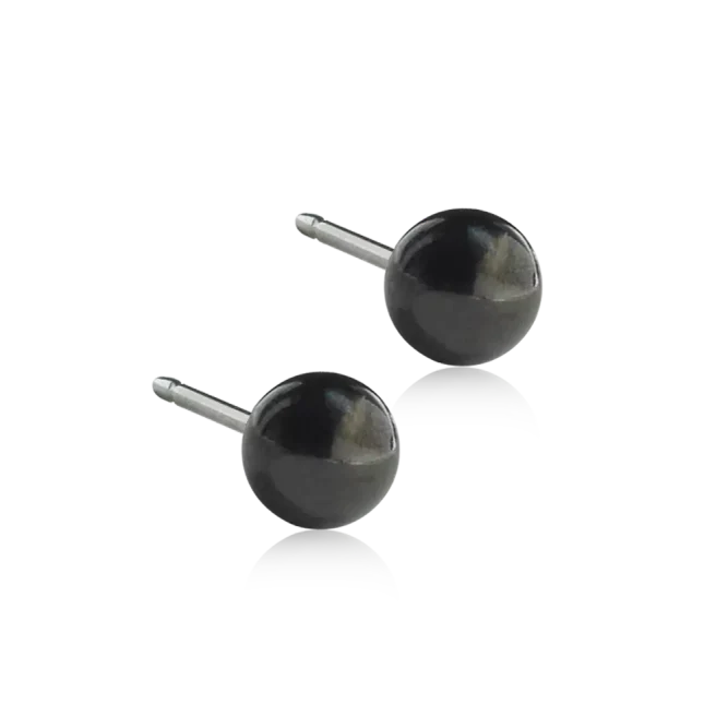 Oorbellen Blomdahl titanium bolletje zwart 5 mm.(incl. achterkantjes) - Staartjes en Strikjes