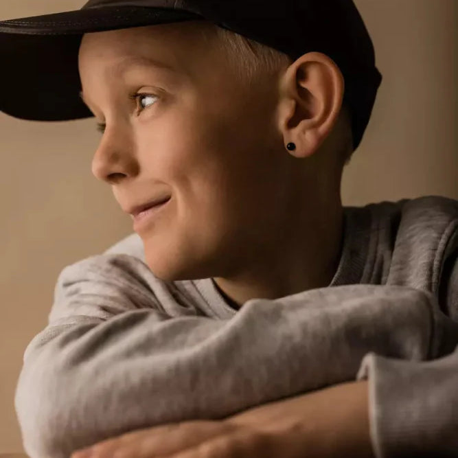 Oorbellen Blomdahl titanium bolletje zwart 5 mm.(incl. achterkantjes) - Staartjes en Strikjes