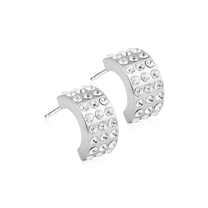 Oorbellen Blomdahl titanium boog 10 mm. met crystal (incl. achterkantjes)