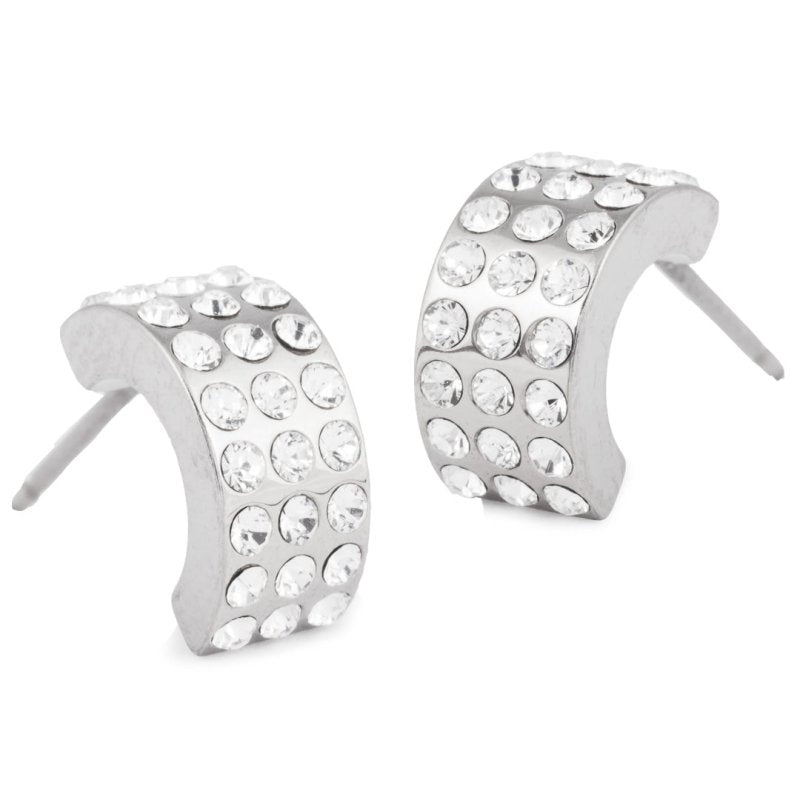 Oorbellen Blomdahl titanium boog 10 mm. met crystal (incl. achterkantjes)