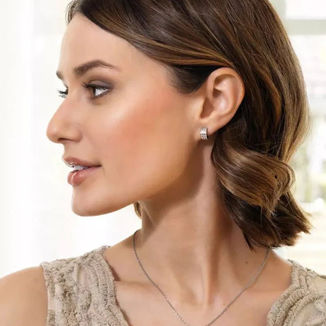 Oorbellen Blomdahl titanium boog 10 mm. met crystal (incl. achterkantjes)