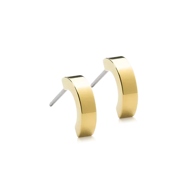Oorbellen Blomdahl titanium boogje goudkleurig 10 mm. (incl. achterkantjes) - Staartjes en Strikjes
