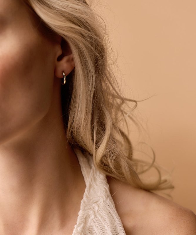 Oorbellen Blomdahl titanium boogje goudkleurig 15 mm (incl. achterkantjes)