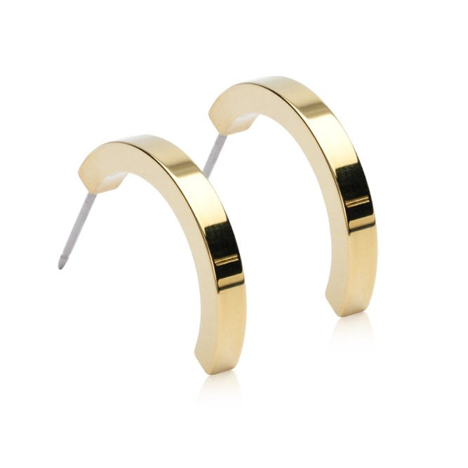 Oorbellen Blomdahl titanium boogje goudkleurig 20 mm. (incl. achterkantjes) - Staartjes en Strikjes