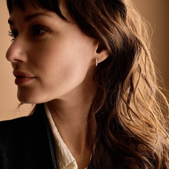 Oorbellen Blomdahl titanium boogje met crystal pearls – 10 mm