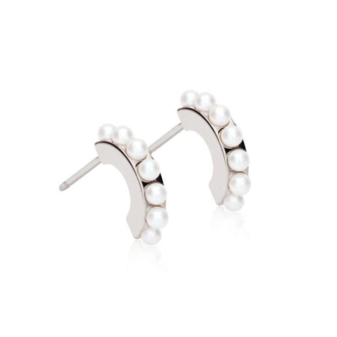 Oorbellen Blomdahl titanium boogje met crystal pearls – 10 mm