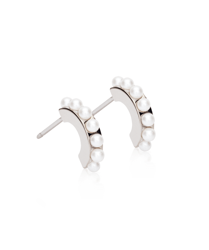 Oorbellen Blomdahl titanium boogje met crystal pearls – 10 mm