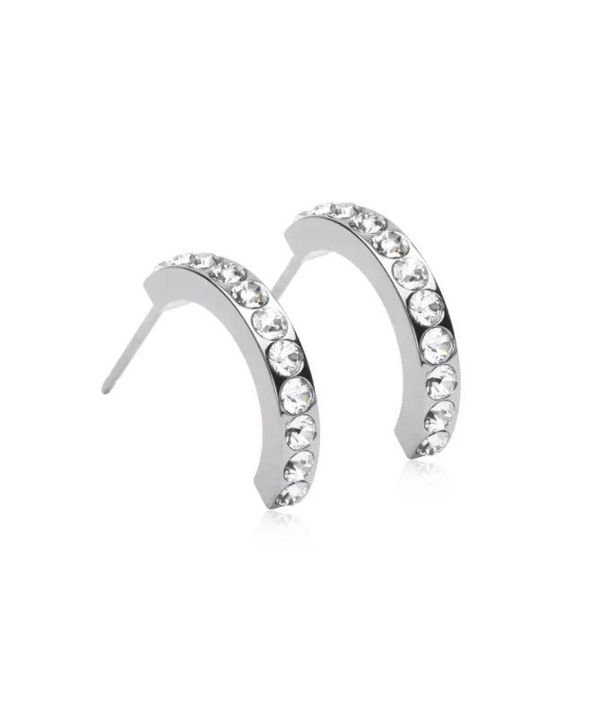 Oorbellen Blomdahl titanium boogje met crystal steentjes 15 mm. (incl. achterkantjes) - Staartjes en Strikjes
