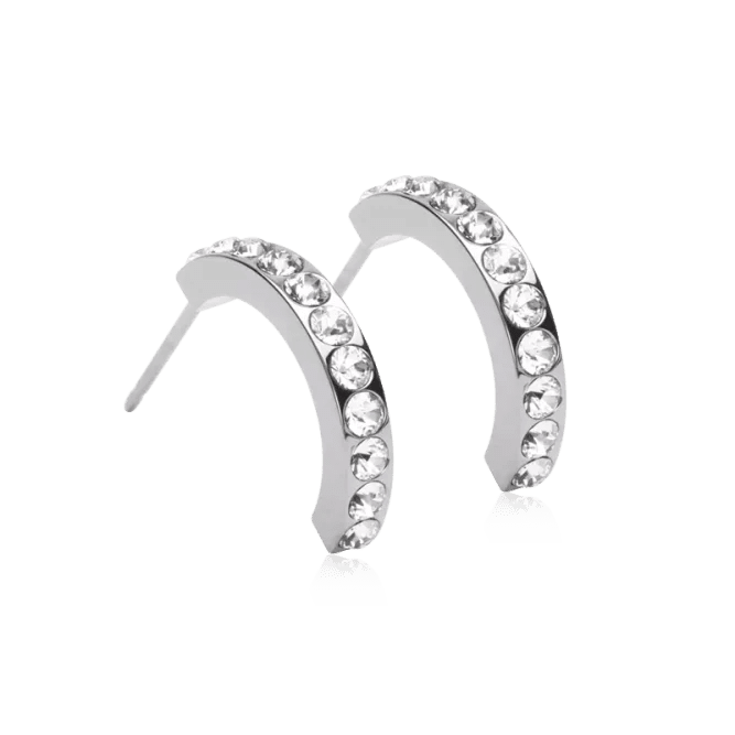 Oorbellen Blomdahl titanium boogje met crystal steentjes (incl. achterkantjes)