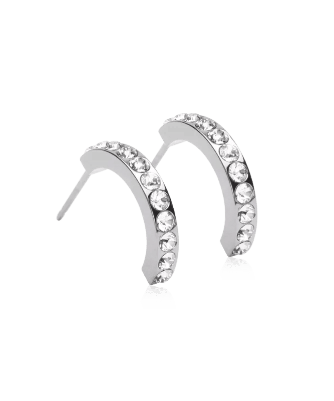 Oorbellen Blomdahl titanium boogje met crystal steentjes (incl. achterkantjes)