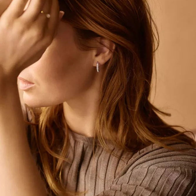 Oorbellen Blomdahl titanium boogje met crystal steentjes (incl. achterkantjes)