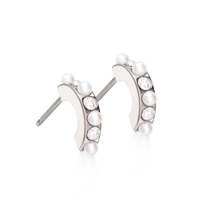Oorbellen Blomdahl titanium boogje met pareltjes en kristallen – 10 mm