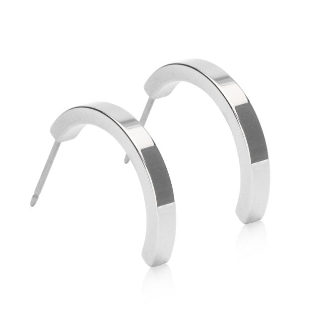 Oorbellen Blomdahl titanium boogje zilverkleurig 20 mm. (incl. achterkantjes)
