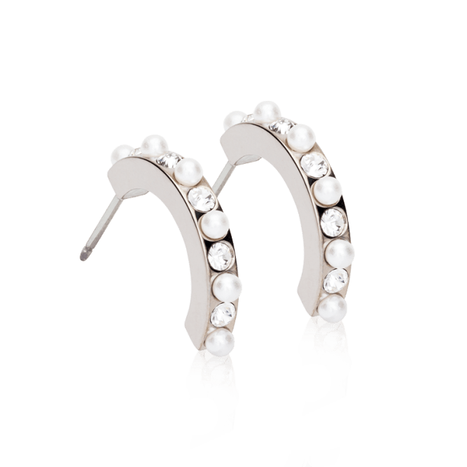Oorbellen Blomdahl titanium boogjes – 15 mm met pareltjes/kristallen
