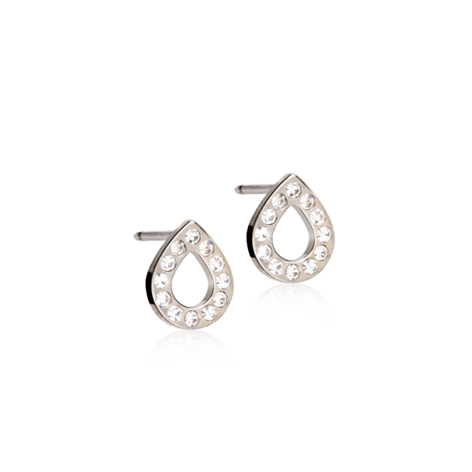 Oorbellen Blomdahl titanium druppelvorm met kristalletjes – 8 mm