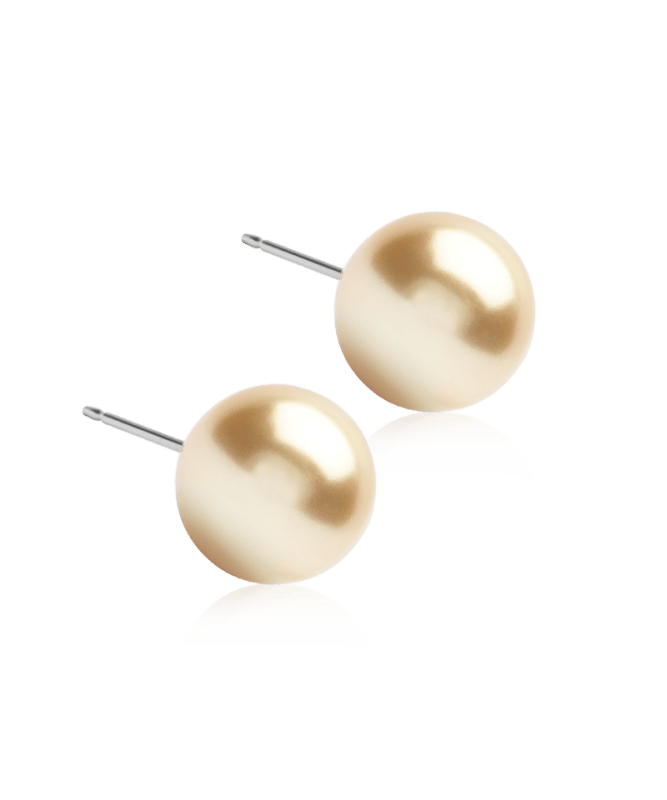 Oorbellen Blomdahl titanium golden shimmer parel 10 mm.
