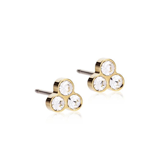Oorbellen Blomdahl titanium goudkleurig klavertje - 6 mm. - Staartjes en Strikjes