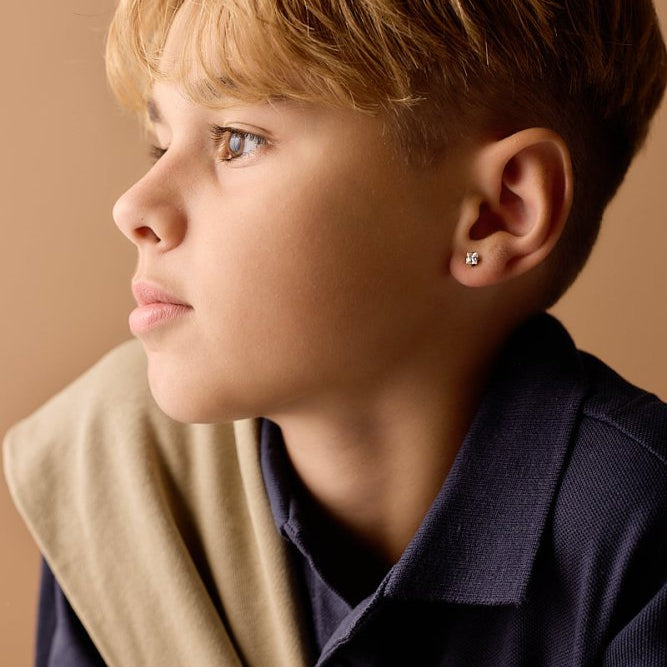 Oorbellen Blomdahl titanium goudkleurig knopje 5 mm. zirconiasteentje