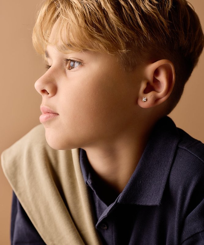 Oorbellen Blomdahl titanium goudkleurig knopje 5 mm. zirconiasteentje