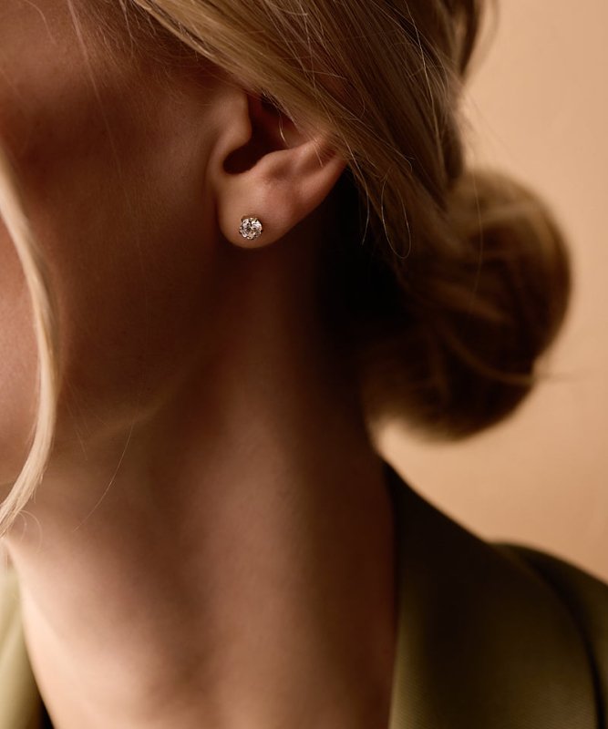 Oorbellen Blomdahl titanium goudkleurig knopje 6 mm. zirconiasteentje