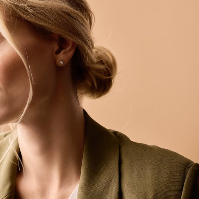 Oorbellen Blomdahl titanium goudkleurig knopje 6 mm. zirconiasteentje