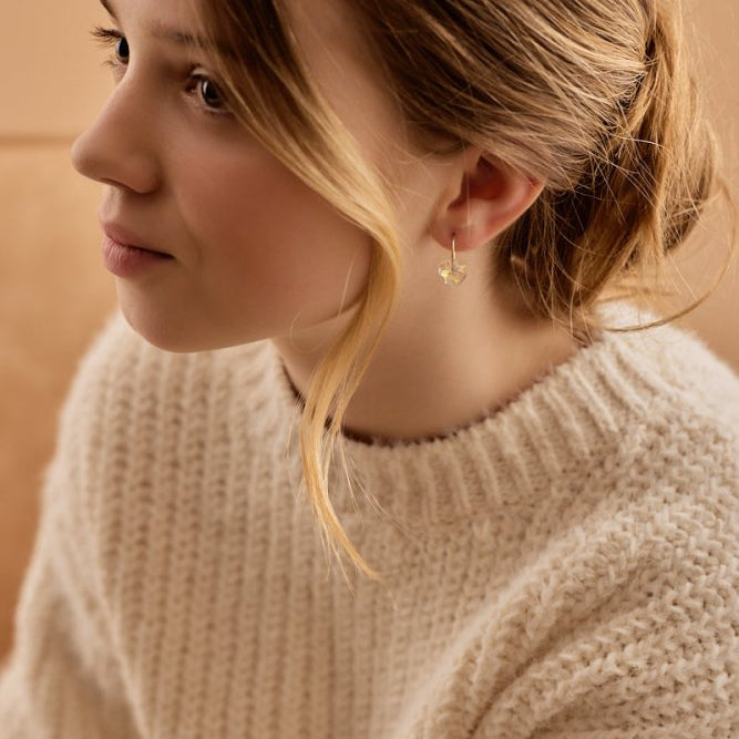 Oorbellen Blomdahl titanium goudkleurige oorringen 14 mm. kristal hartje rainbow - Staartjes en Strikjes