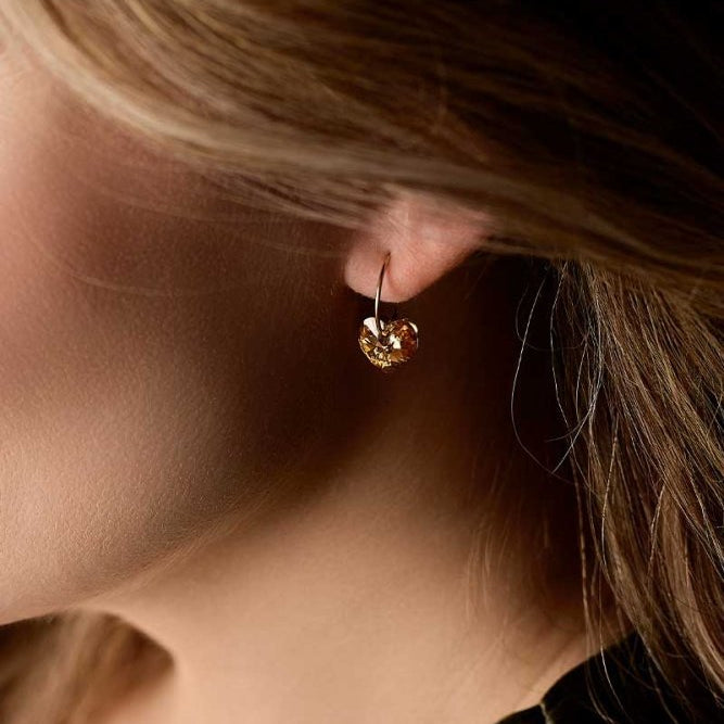 Oorbellen Blomdahl titanium goudkleurige oorringen – 14 mm kristallen hartje bronze