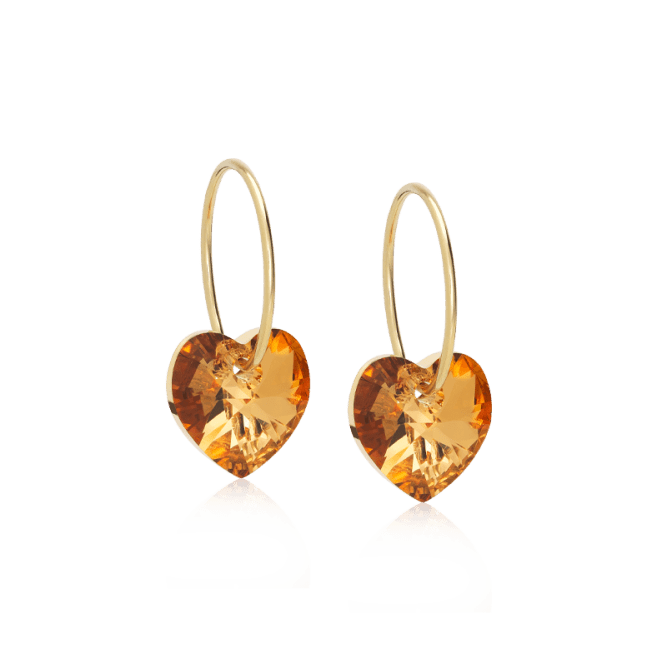 Oorbellen Blomdahl titanium goudkleurige oorringen – 14 mm kristallen hartje bronze