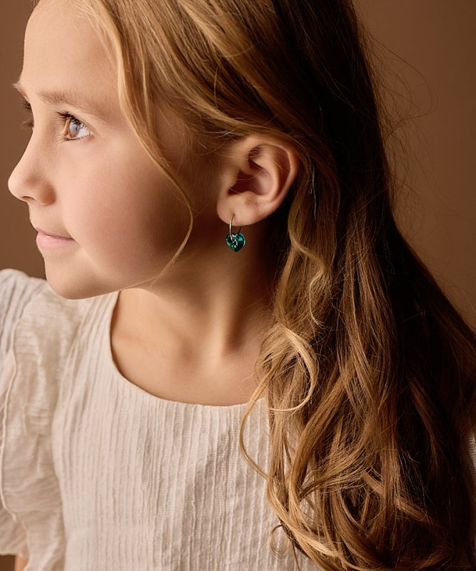 Oorbellen Blomdahl titanium goudkleurige oorringen – 14 mm kristallen hartje turqoise