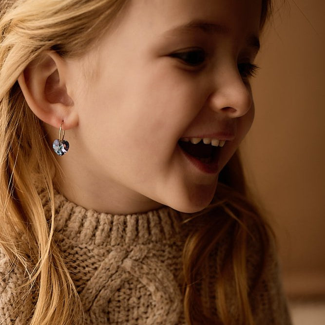 Oorbellen Blomdahl titanium goudkleurige oorringen – 14 mm met kristallen hartje paars - Staartjes en Strikjes