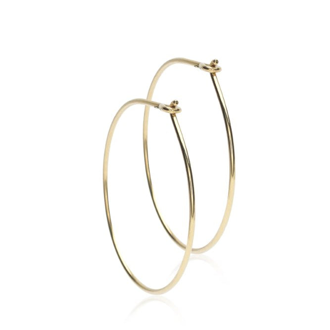 Oorbellen Blomdahl titanium goudkleurige oorringen groot 25 mm. - Staartjes en Strikjes