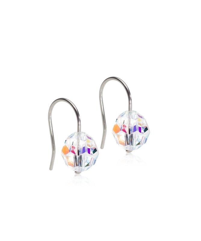 Oorbellen Blomdahl titanium hanger crystal 8 mm. rainbow (incl. achterkantjes) - Staartjes en Strikjes