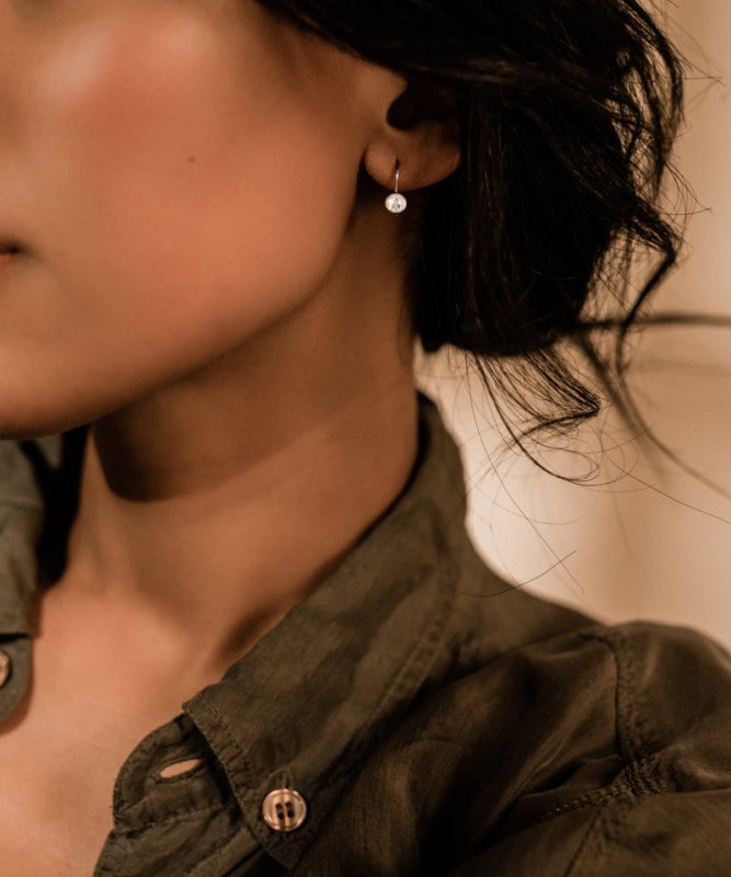 Oorbellen Blomdahl titanium hanger crystal (incl. achterkantjes) - Staartjes en Strikjes