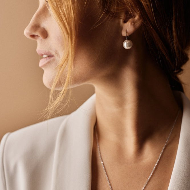 Oorbellen Blomdahl titanium hanger parel 12 mm. (incl. achterkantjes)